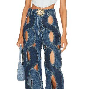 AREA ROPE CUTOUT WIDE-LEG JEANS